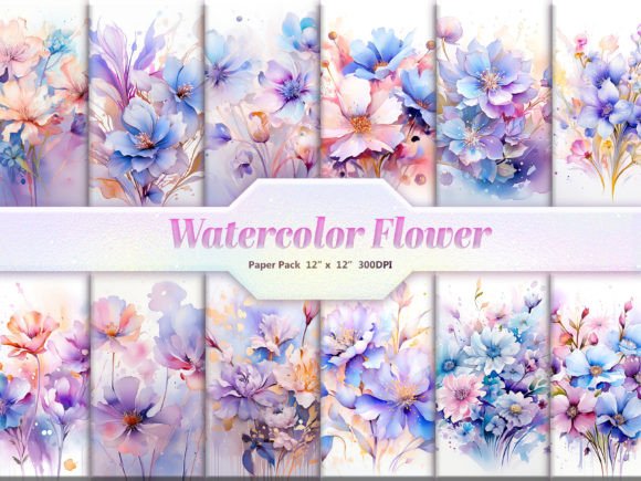 Download Watercolor Flower Digital Paper Pack - Watercolor flower digital paper Collection