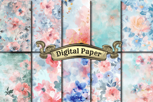 Download Colorful Watercolor Flower Digital Paper - Watercolor flower digital paper Collection
