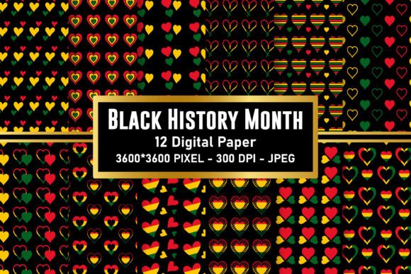 Download Black History Month Heart Digital Paper - Premium Resources