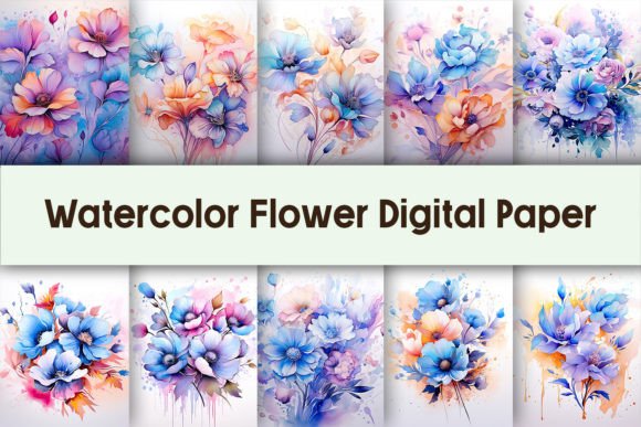 Download Watercolor Flower Digital Paper - Watercolor flower digital paper Collection